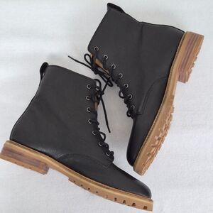 Madewell The Clair Size 8 Lace up Combat Leather Boots Black Grunge Goth Punk